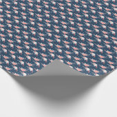 Roze Witte Bloemige Navyblauw Cadeaupapier (Hoek)