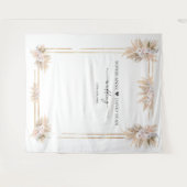 Roze Witte Bloemige Pampas Gras Foto Booth Trouwen Wandkleed (Voorkant (horizontaal))