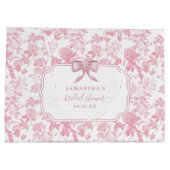 Roze Witte Bloemige Rozen Chinoiserie Bruiloft Groot Cadeauzakje (Achterkant)