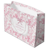 Roze Witte Bloemige Rozen Chinoiserie Bruiloft Groot Cadeauzakje (Achterkant Gekanteld)