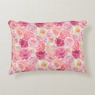 Roze Witte Blush Roze Magenta Bloem Bloemen Accent Kussen