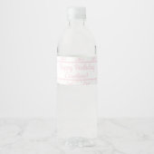 Roze & Witte Boog, Aangepaste Roze Lint Verjaardag Waterfles Etiket (Voorkant)