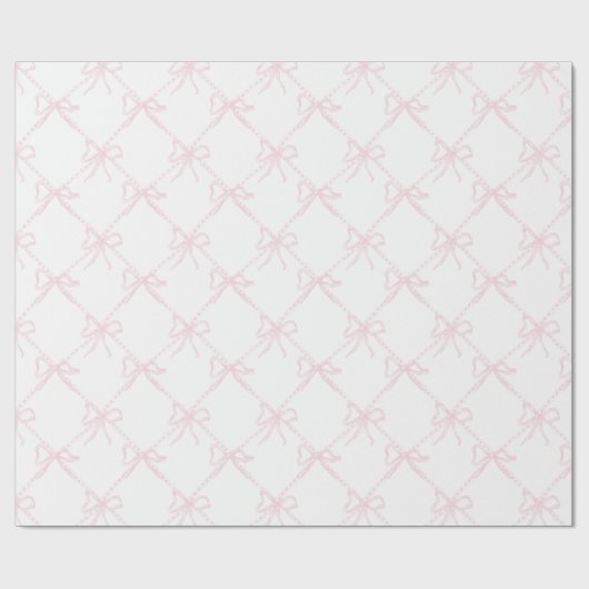 Roze & Witte Boog, Grandmillenial Roze Coquette Cadeaupapier (Vlak)