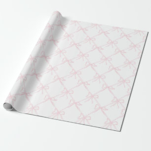 Roze & Witte Boog, Grandmillenial Roze Coquette Cadeaupapier
