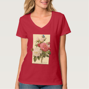 Roze Witte Botanische Rozen TShirt