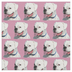 Roze Witte boxer hond ambachtelijke katoenen stof