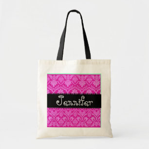 Roze witte bruiloft Damask Bridesmaid Bag Tote Bag