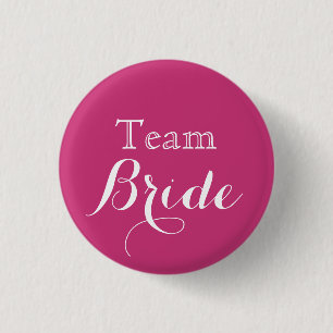 Roze Witte Bruiloft Team Bruid Ronde Button 3,2 Cm