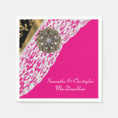 Roze witte bruine bruine lace bruiloft servetten (Voorkant)