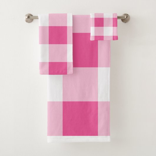 Roze witte buffelcheque bad handdoek (Insitu)
