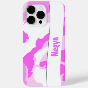 Roze witte Camouflage Patroon Sjabloon Case-Mate iPhone 14 Pro Max Hoesje