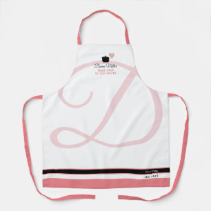 Roze/Witte Chef Bakken met Haar Naam Schort