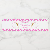 Roze & Witte Chevron Baseball Baby Waterfles Etiket (Enkel label)