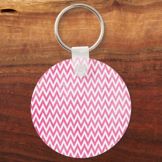 Roze witte Chevron-monogram Sleutelhanger (Achterkant)