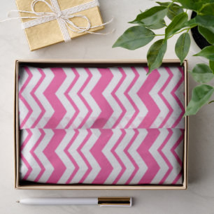 Roze Witte Chevron Zigzag Patroon Ontwerp Tissuepapier