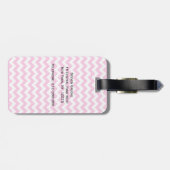 Roze Witte Chevron Zigzag Turquoise Vierlobbig Mon Bagagelabel (Achterkant horizontaal)