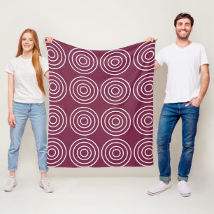 Roze Witte Concentrische Cirkels Geometrisch Fleece Deken