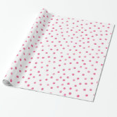Roze witte Confetti Stippen Patroon Cadeaupapier (Uitgerold)