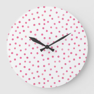 Roze witte Confetti Stippen Patroon Grote Klok