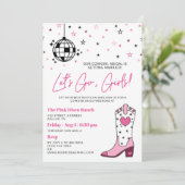 Roze witte cowgirl Disco Bachelorette Kaart (Staand voorkant)