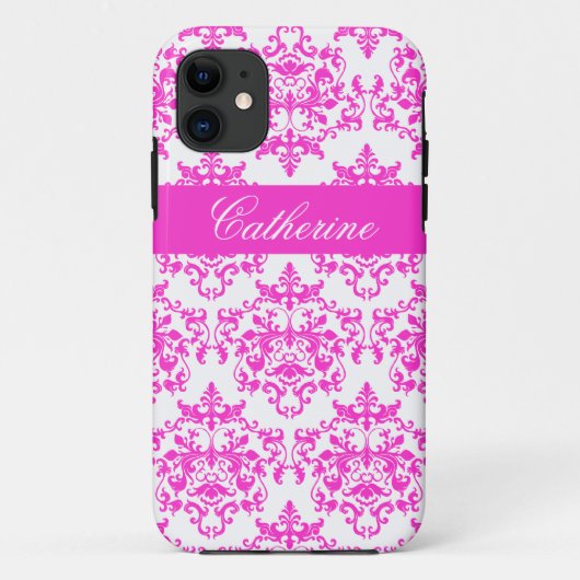 Roze witte damasmeisjes naam Case-Mate iPhone case (Achterkant)