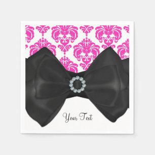 Roze & Witte Damast Glamour Boog Sweet 16 Feest Servet