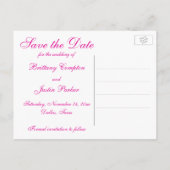 Roze, Witte Damast Harten Save the Date Briefkaart (Achterkant)