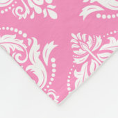 Roze & witte damast met roze en blauwe flamingo's fleece deken (Hoek)