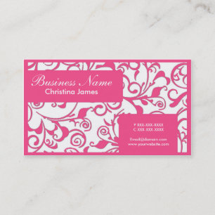 Roze witte damast professionele visitekaartjes