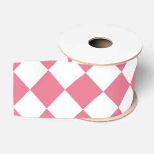 Roze Witte Diamant Checker Patroon Grosgrain Lint