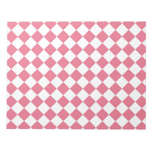 Roze Witte Diamant Checker Patroon Notitieblok