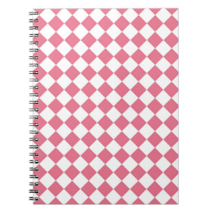 Roze Witte Diamant Checker Patroon Notitieboek