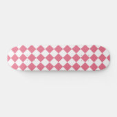 Roze Witte Diamant Checker Patroon Skateboard (Horizontaal)