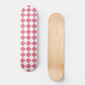Roze Witte Diamant Checker Patroon Skateboard (Voorkant)