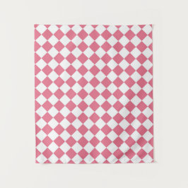 Roze Witte Diamant Checker Patroon Wandkleed