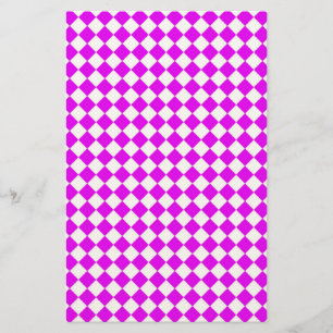 Roze Witte Diamant Harlekijn Schachbrett Motief Briefpapier