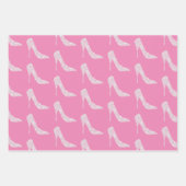 Roze Witte Diamant Hoge Hak Schoen Bruiloft Inpakpapier Vel (Voorkant)