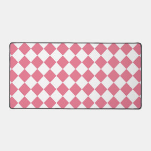 Roze Witte Diamant Schachbrekpatroon Bureaumat