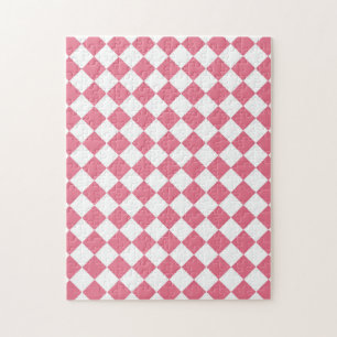 Roze Witte Diamant Schaken Patroon Legpuzzel