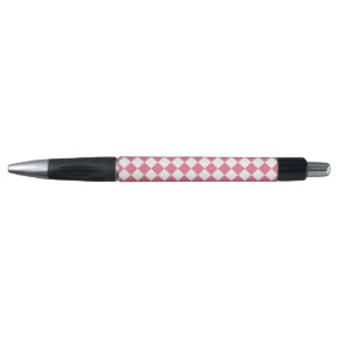 Roze Witte Diamant Schaken Patroon Pen