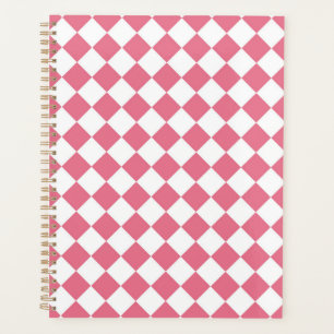 Roze Witte Diamant Schaken Patroon Planner