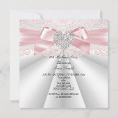  roze witte diamanthartslag Birthday Party Kaart (Achterkant)