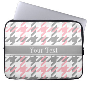 Roze witte dk grijze monogram laptop sleeve