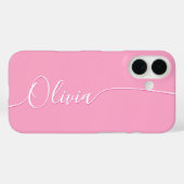 Roze Witte Elegante Kalligrafie Script Naam Case-Mate iPhone Case (Achterkant (horizontaal))