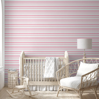 Roze witte elegante strepen behang
