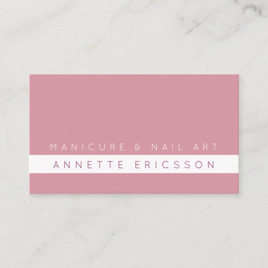 Roze witte elegantie visitekaartje (Voorkant)