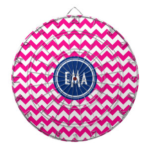 Roze witte en blauwe monogram Chevron Patroon Dartbord