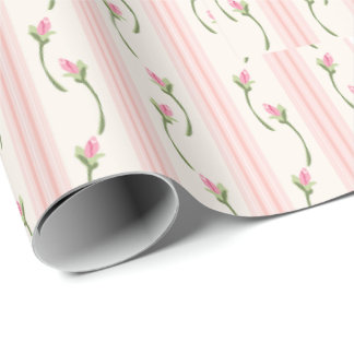 Roze Witte en Crème Shabby Chic Bloemen Cadeaupapier