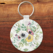 Roze, witte en gele anemonen. sleutelhanger (Voorkant)