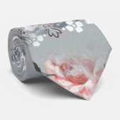 Roze witte en gele bloemen stropdas (Opgerold)